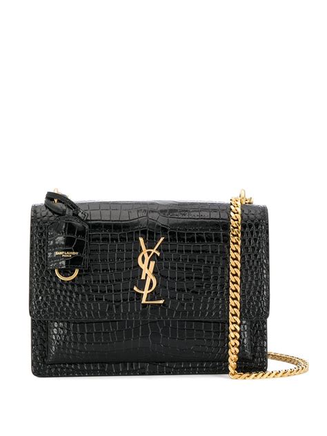 ysl sunset bag black hardware|ysl sunset bag medium croc.